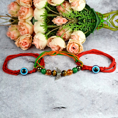 Natural Mix Crystal Stone Butterfly Charm Band for Brothers 3Pc