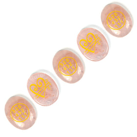 Rose Quartz Switch Word & Love Zibu Symbol of Prosperity Cabochon Pack of Combo 5 pc