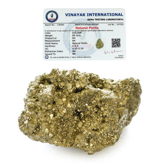 Certified Natural Pyrite Raw / Rough Cluster / Peru Pyrite for Healing / Vastu / Gifts / Wealth, Attracts Business Luck-400 gram