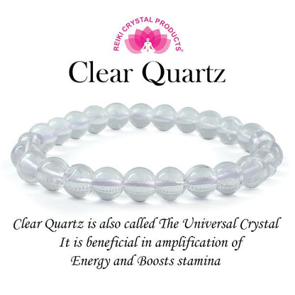 Clear Quartz 8 mm Round Bead Bracelet
