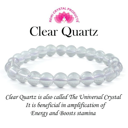 Clear Quartz 8 mm Round Bead Bracelet