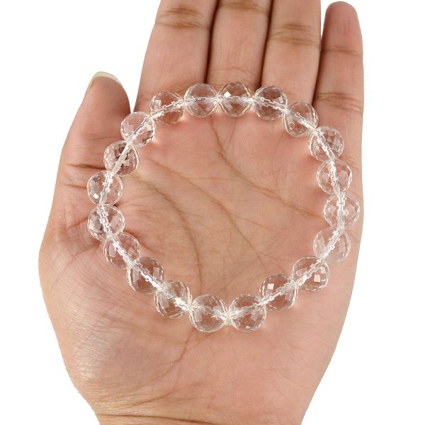 Natural Crystal Stone 10 mm Faceted Bead Bracelet for Unisex