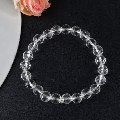 Natural Crystal Stone 8 mm Faceted Bead Bracelet for Unisex