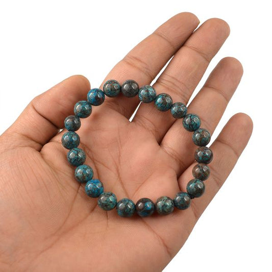Crysocolla 8 mm Round Bead Bracelet