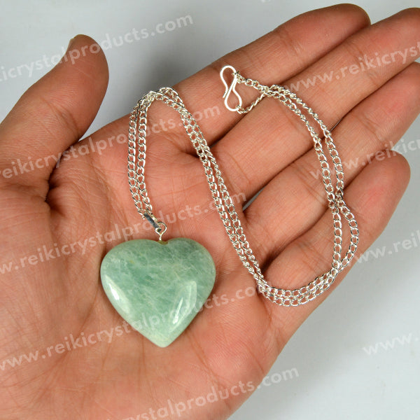 Amazonite Heart Shape Pendant Size 25-30 mm with Metal Chain