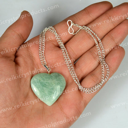 Amazonite Heart Shape Pendant Size 25-30 mm with Metal Chain