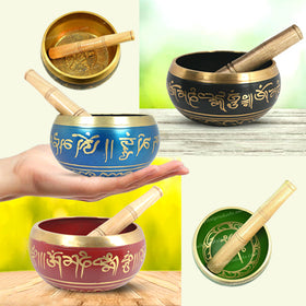 Tibetan Singing Bowl with Wooden Stick 10.1 cm (4 Inch) | Meditation Prayer Bowl for Yoga, Reiki, Music Therapy & Spiritual Practices