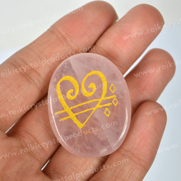 Rose Quartz Switch Word & Love Zibu Symbol of Prosperity Cabochon Pack of Combo 2 pc