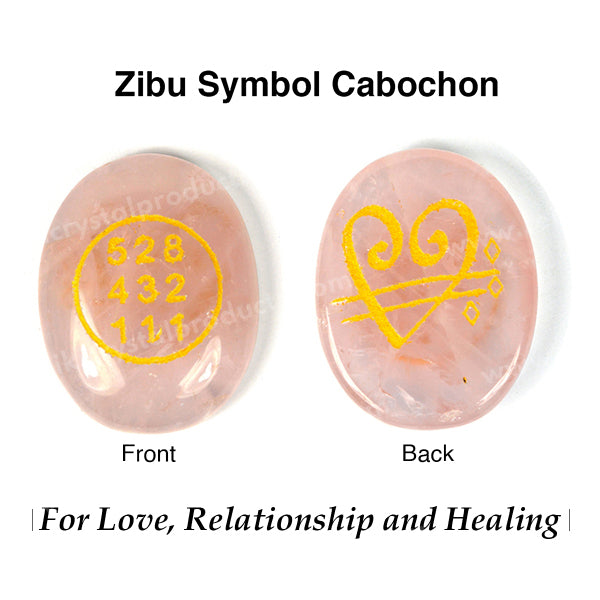 Rose Quartz Switch Word & Love Zibu Symbol of Prosperity Cabochon Pack of Combo 2 pc