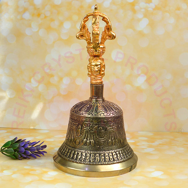Brass Tibetan Singing Bell Buddhist Meditation Bell with Wooden Stick Size 13.9 cm (5.5 inch)