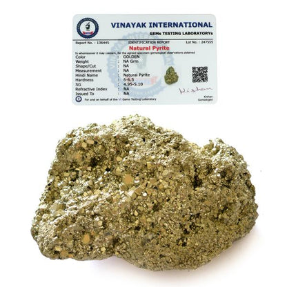 Certified Natural Pyrite Peru Raw Rough for Wealth, Attracts Business Luck