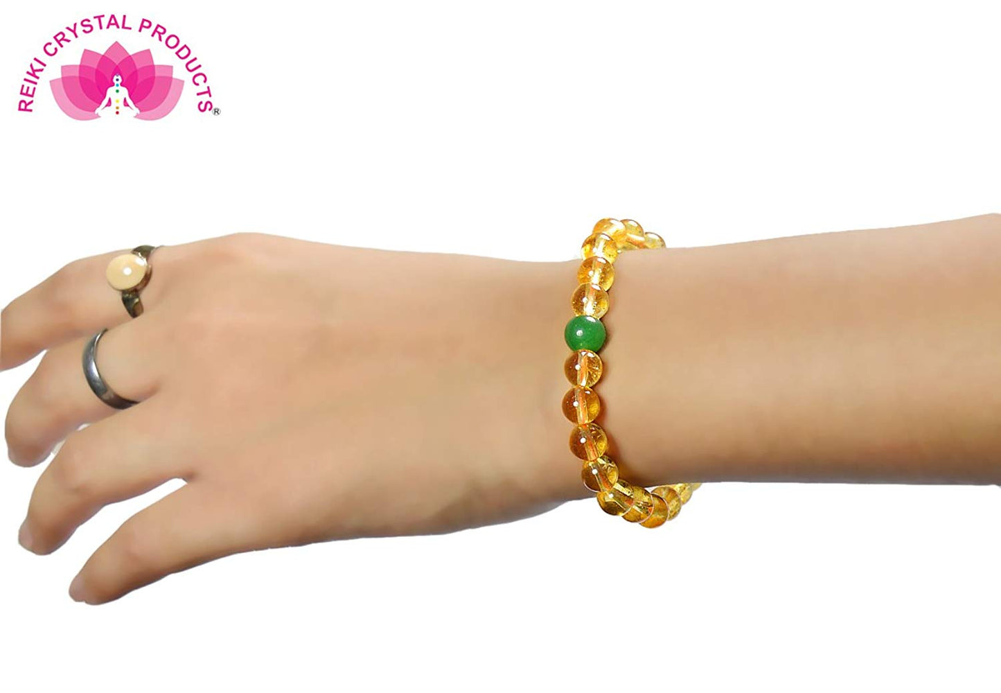 Natural Citrine with Green Aventurine Single Stone 8 mm Bracelet