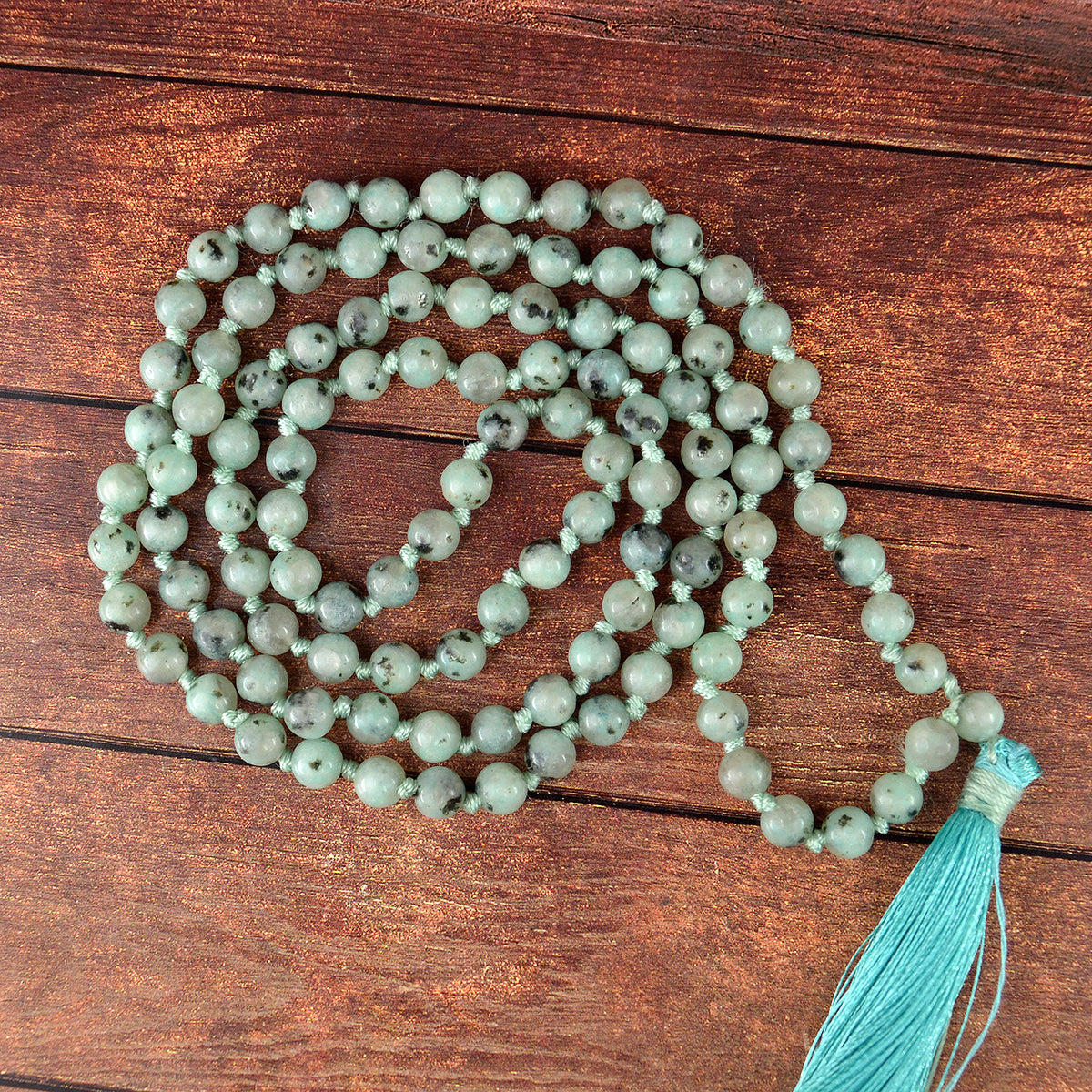 Kiwi Moonstone Crystal Mala | Natural Healing Gemstone Necklace for Balance & Intuition