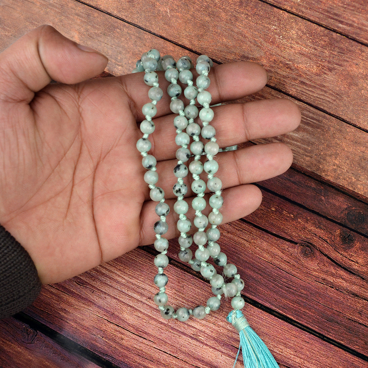 Kiwi Moonstone Crystal Mala | Natural Healing Gemstone Necklace for Balance & Intuition