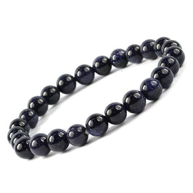 Blue Goldstone 8 mm Round Bead Bracelet for Confidence, Ambition & Positive Energy