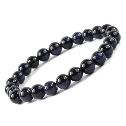 Goldstone Blue 8 mm Round Bead Bracelet