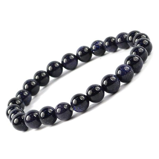 Goldstone Blue 8 mm Round Bead Bracelet