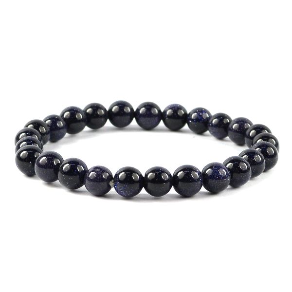 Goldstone Blue 8 mm Round Bead Bracelet