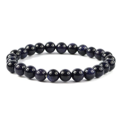 Goldstone Blue 8 mm Round Bead Bracelet