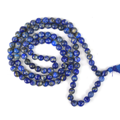 Lapis Lazuli Crystal Mala | Natural Healing Gemstone Necklace for Wisdom & Truth | 108 Beads Reiki Energized Japa Mala for Meditation, Prayer, Chakra Healing & Spiritual Growth