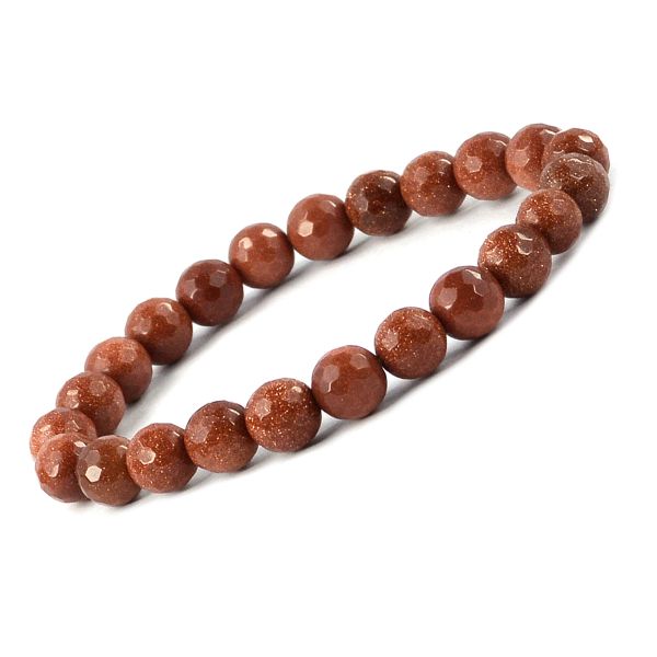 Natural Crystal Stone 8 mm Faceted Bead Bracelet for Unisex