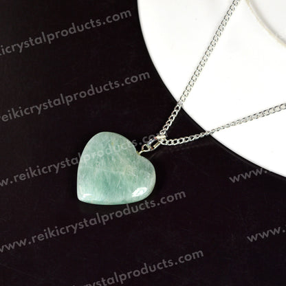 Amazonite Heart Shape Pendant Size 25-30 mm with Metal Chain