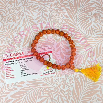 5 Mukhi Rudraksha Bracelet for Meditation, Focus, Spiritual Growth