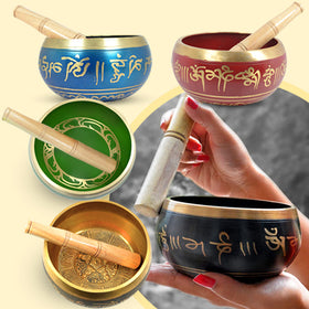 Tibetan Singing Bowl with Wooden Stick 12.7 cm (5 Inch) | Meditation Prayer Bowl for Yoga, Reiki, Music Therapy & Spiritual Practices