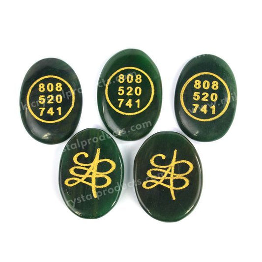 Zibu Symbol Money Switch Word Green Aventurine Cabochon Pack of 5