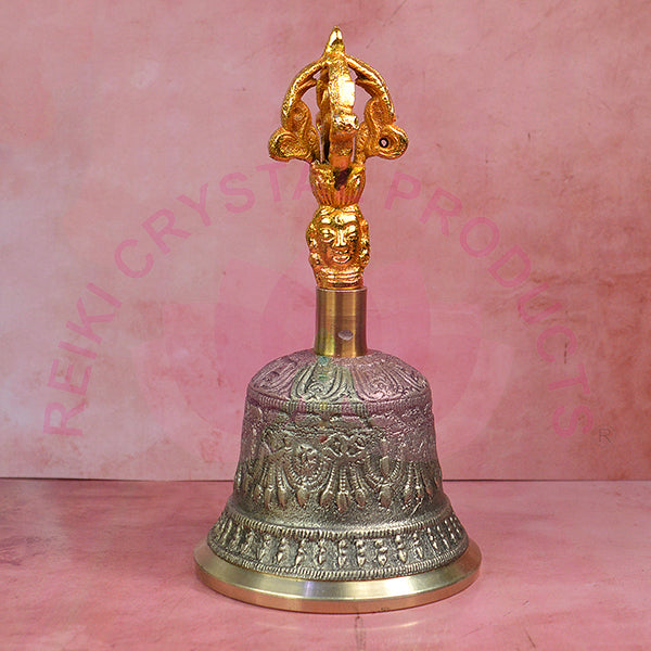 Brass Tibetan Singing Bell Buddhist Meditation Bell with Wooden Stick Size 12.7 cm (5 inch)