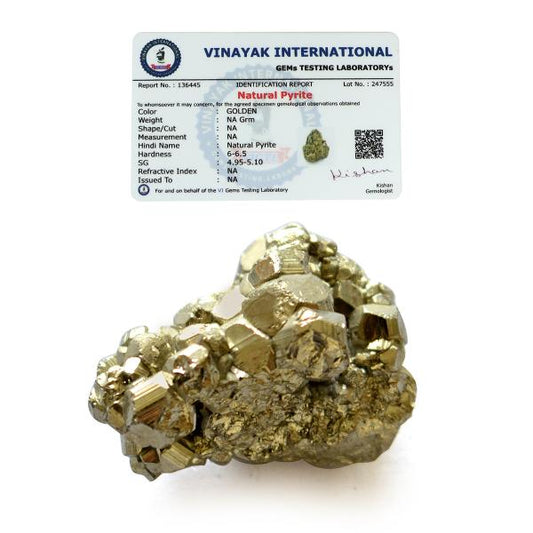 Certified Natural Pyrite Raw / Rough Cluster / Peru Pyrite for Healing / Vastu / Gifts / Wealth, Attracts Business Luck-60 gram
