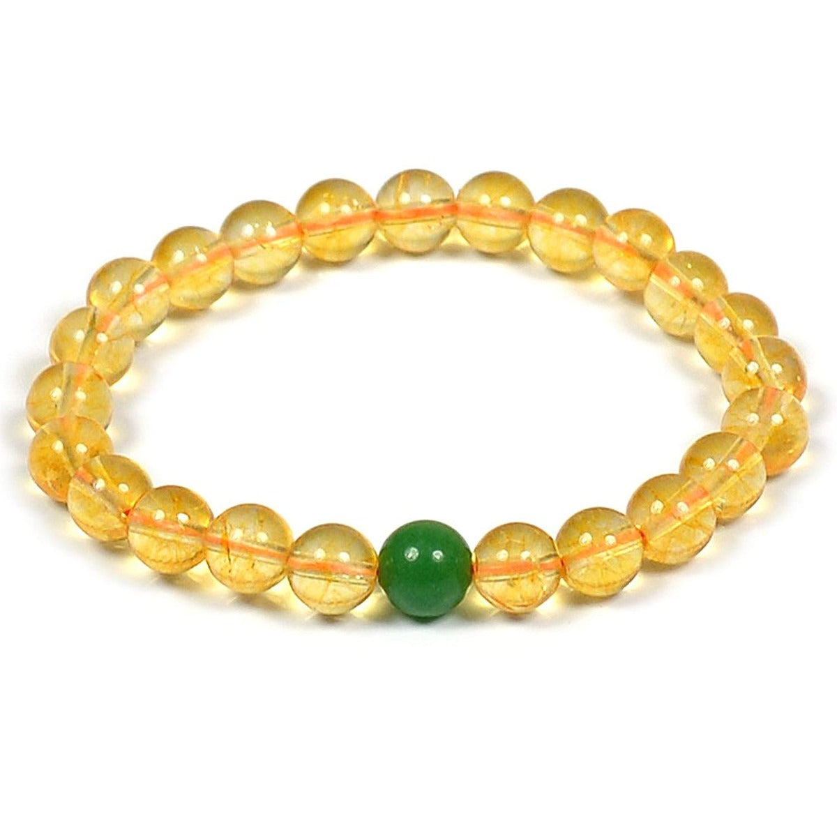 Natural Citrine with Green Aventurine Single Stone 8 mm Bracelet