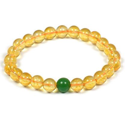 Natural Citrine with Green Aventurine Single Stone 8 mm Bracelet