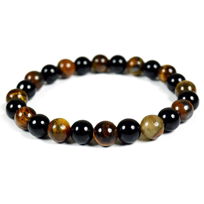 Tiger Eye with Black Tourmaline Combination 8 mm Bead Bracelet