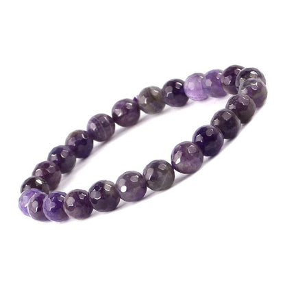 Natural Crystal Stone 8 mm Faceted Bead Bracelet for Unisex