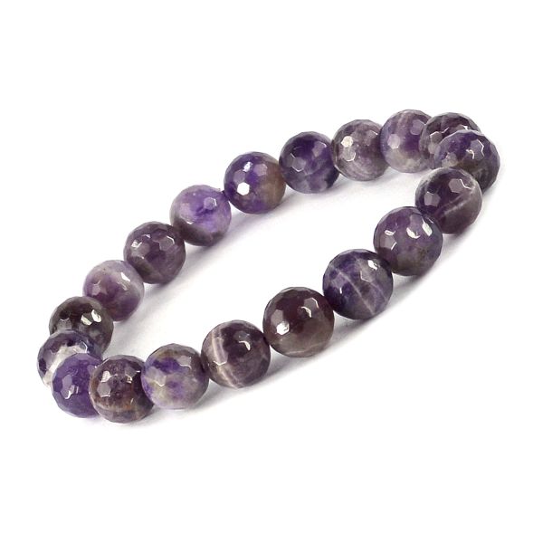 Natural Crystal Stone 10 mm Faceted Bead Bracelet for Unisex