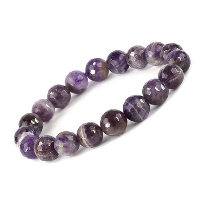 Natural Crystal Stone 10 mm Faceted Bead Bracelet for Unisex