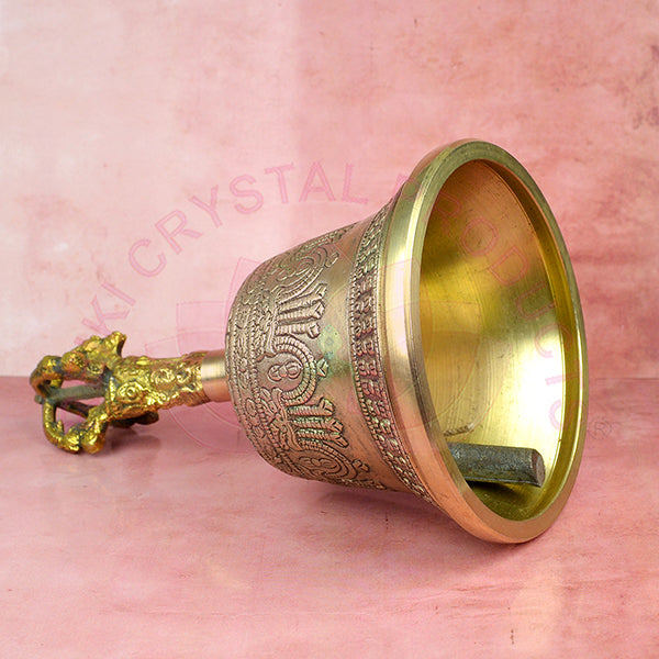 Brass Tibetan Singing Bell Buddhist Meditation Bell with Wooden Stick Size 15.2 cm (6 inch)