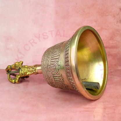 Brass Tibetan Singing Bell Buddhist Meditation Bell with Wooden Stick Size 15.2 cm (6 inch)