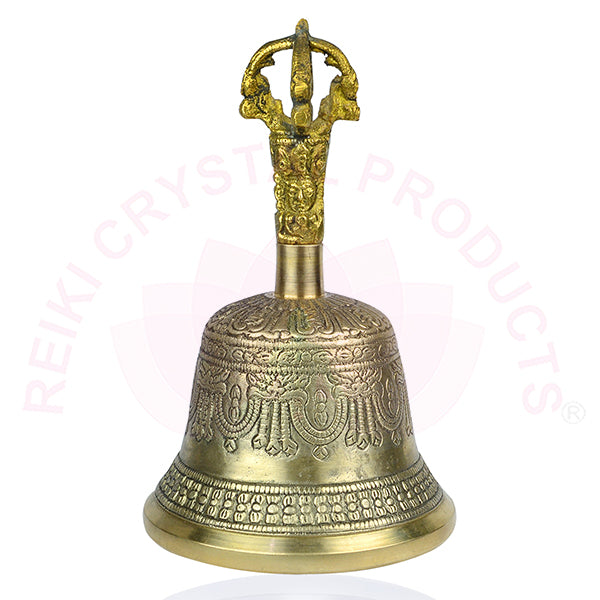 Brass Tibetan Singing Bell Buddhist Meditation Bell with Wooden Stick Size 15.2 cm (6 inch)