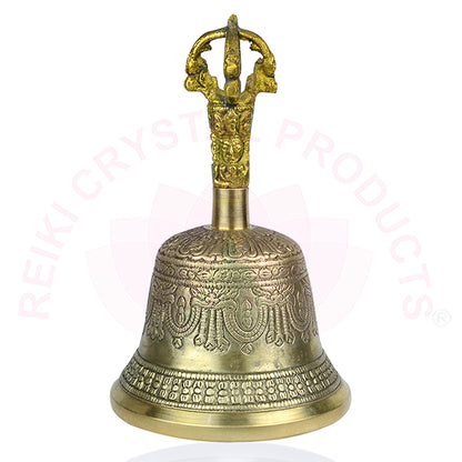 Brass Tibetan Singing Bell Buddhist Meditation Bell with Wooden Stick Size 15.2 cm (6 inch)