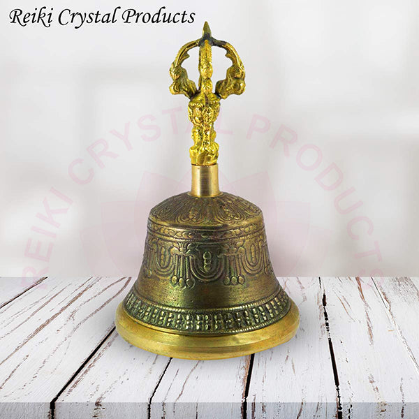 Brass Tibetan Singing Bell Buddhist Meditation Bell with Wooden Stick Size 15.2 cm (6 inch)