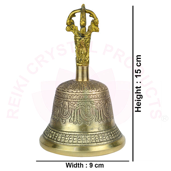 Brass Tibetan Singing Bell Buddhist Meditation Bell with Wooden Stick Size 15.2 cm (6 inch)