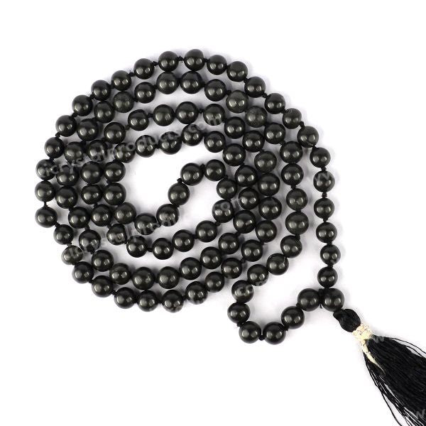Black Agate Crystal Mala