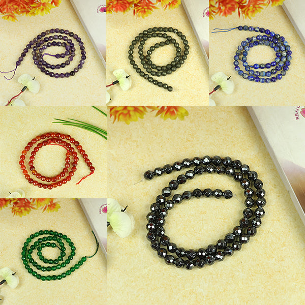 Natural Crystal Stone 6 mm Faceted Loose Beads 65-70 pcs for Making Bracelet Mala Necklaces
