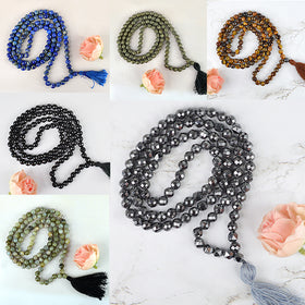 Natural Crystal Stone 6 mm 108 Faceted Beads Jaap Mala for Unisex
