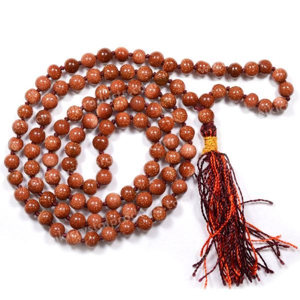 Brown Goldstone Crystal Mala