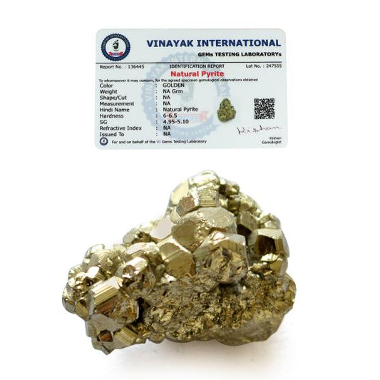 Certified Natural Pyrite Raw / Rough Cluster / Peru Pyrite for Healing / Vastu / Gifts / Wealth, Attracts Business Luck-70 gram
