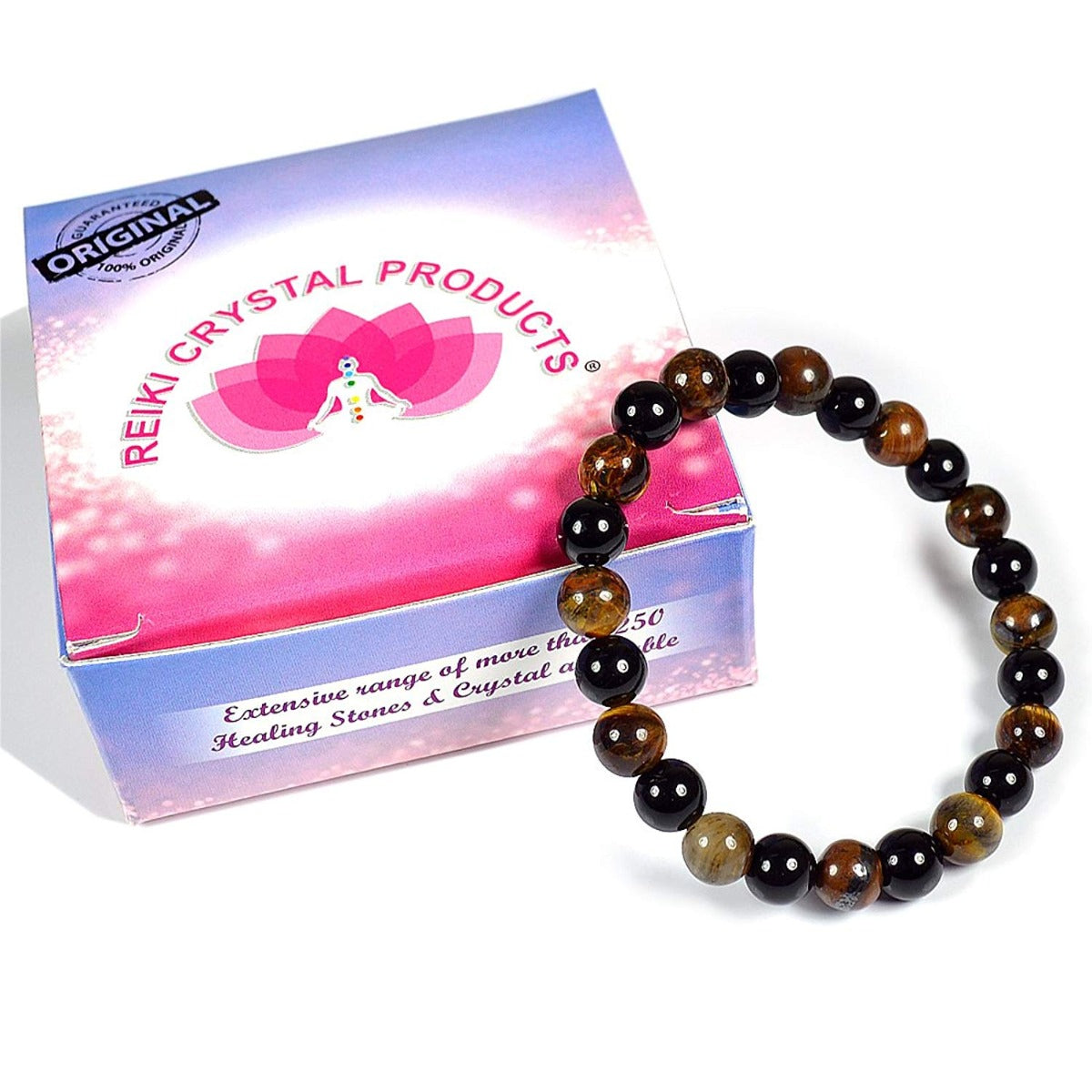 Tiger Eye with Black Tourmaline Combination 8 mm Bead Bracelet