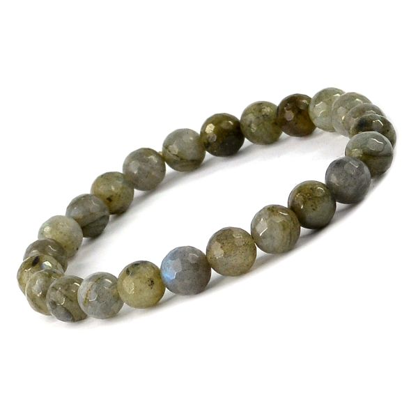 Natural Crystal Stone 8 mm Faceted Bead Bracelet for Unisex